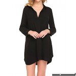 MuQing Womens V-Neck Perspective Dress Shirt Cover up Cotton Bikini Bathing Suit Black B079JWZ471